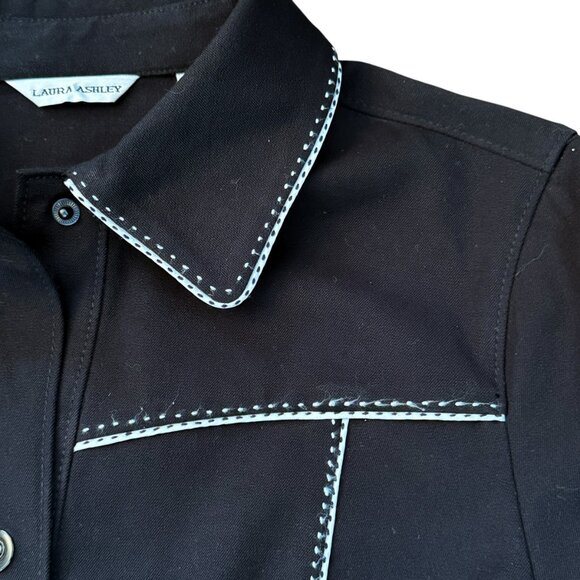 Vintage Laura Ashley Oversized Western Snap Front Black Shirt Jacket (Small) - Picture 4 of 6
